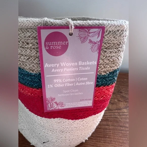 NWT Boho Colorful small Woven Baskets - Set of 2 - Picture 5 of 7